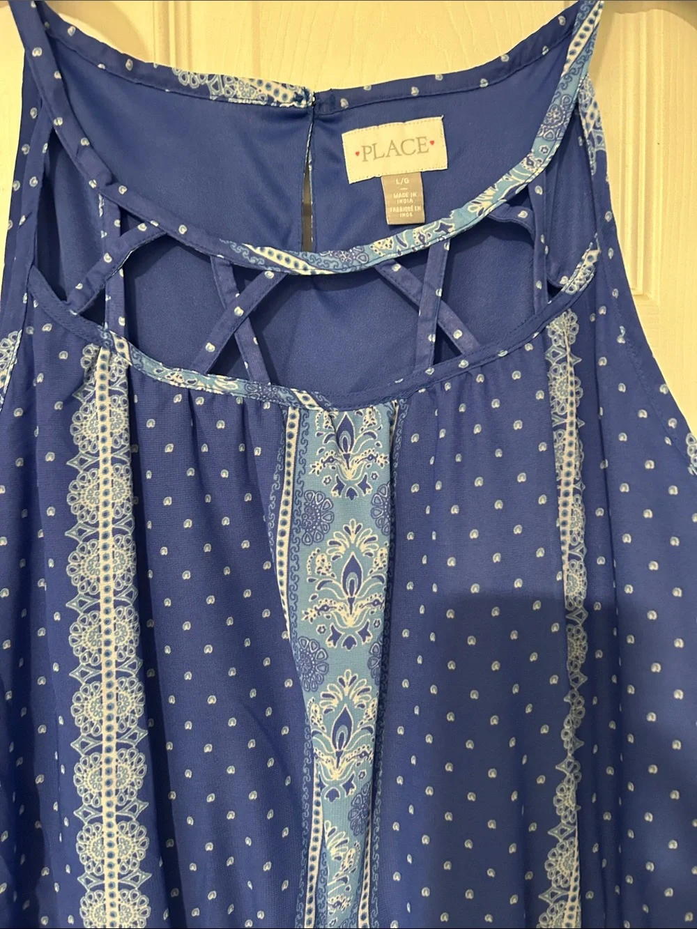Mommy and me set of two- The Children's Place Blue Printed Halter Dresses